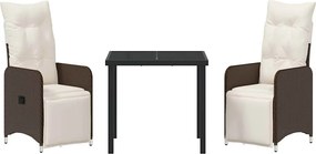 vidaXL Σέτ φαγητού για κήπο 3 pcs Καφέ συνθετικό ρατάν