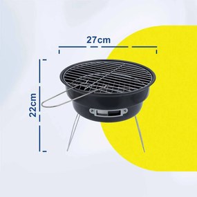 Mini Φορητή Ψησταριά Κάρβουνου Στρόγγυλη Δ27x22cm