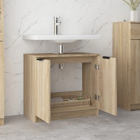 vidaXL Ντουλάπι Μπάνιου Sonoma Δρυς 64,5x33,5x59 εκ Επεξεργασμένο Ξύλο