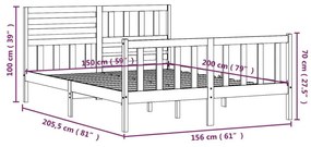 Πλαίσιο Κρεβατιού Λευκό 150 x 200 εκ. Μασίφ Ξύλο King Size - Λευκό