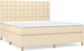vidaXL Κρεβάτι Boxspring με Στρώμα Κρεμ 180x200 εκ. Υφασμάτινο