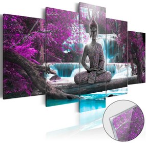 Πίνακας σε ακρυλικό γυαλί - Waterfall and Buddha [Glass] - 100x50