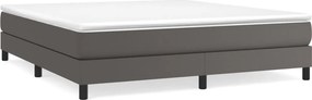 vidaXL Κρεβάτι Boxspring με Στρώμα Γκρι 180x200 εκ. Συνθετικό Δέρμα
