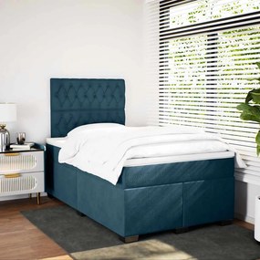 vidaXL Κρεβάτι Boxspring με Στρώμα Μπλε 120x200 εκ. Βελούδινο