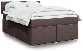 Κρεβάτι Boxspring με Στρώμα Σκούρο Καφέ 140x190 εκ. Υφασμάτινο