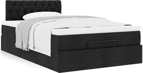 vidaXL Οθωμανικό κρεβάτι με στρώμα Μαύρο 120x190 cm Ύφασμα