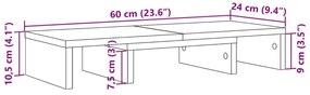 Βάση Οθόνης Ρυθμιζ. Καπνιστή Δρυς 60x24x10,5 εκ. Επεξεργ. Ξύλο - Καφέ