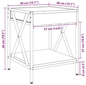 Τραπεζάκι Σαλονιού Άπειρο Φως LED Καφέ Δρυς 40x40x49 εκ. - Καφέ