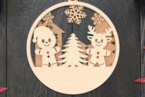 Σετ των 3 Intra απο ξύλο plywood 3mm-4mm πάχος Χριστουγεννιάτικο στολίδι χιονάνθρωπος κομμένο με λέιζερ Δίασταση 8x8 cm INTRAFABR-106791195