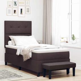 vidaXL Κρεβάτι με Στρώμα και Πάγκο Καφέ 100x200 cm Ύφασμα