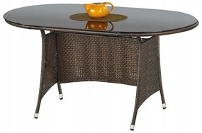 Τραπέζι εξωτερικού χώρου Houston 239, Επεξεργασμένο γυαλί, 74x90cm, 29 kg, Μαύρο, Σκούρο καφέ, Πλαστικό ψάθινο | Epipla1.gr