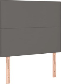 vidaXL Κρεβάτι Boxspring με Στρώμα Γκρι 100x200εκ. από Συνθετικό Δέρμα