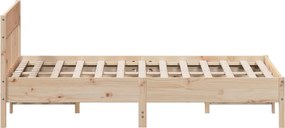 vidaXL Bed Frame Φυσικό 135 x 190 cm Solid pine wood, Plywood