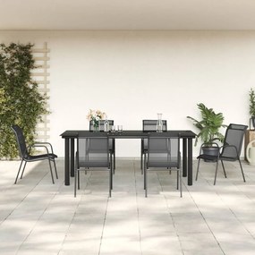 vidaXL Σετ Τραπεζαρίας Κήπου 7 Τεμαχίων Μαύρο από Ατσάλι &amp; Textilene