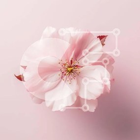 Intra Συλλεκτικό Ξύλινο Παζλ Plywood  4mm - Μονό ροζ λουλούδι σε ροζ φόντο Σε Ξύλινο Κουτί - Διαστάσεις: 10x10 cm – 25 κομμάτια