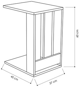 Τραπεζάκι βοηθητικό Edi Megapap χρώμα sapphire oak 37x45x60εκ.