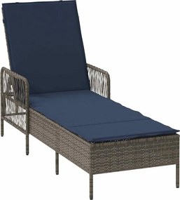 vidaXL Ξαπλώστρα συνθετικό ρατάν Γκρι και Navy Blue