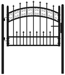 vidaXL Πόρτα Περίφραξης Kampen με Κορυφή Δόρυ Μαύρη 103x75 εκ. Ατσάλινη