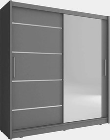 Ντουλάπα Συρόμενη Maja 1-ALU Χρώμα Γραφίτης 180x200x62cm