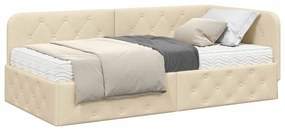 vidaXL Κρεβάτι Γωνίας με στρώμα με κεφαλάρι Κρεμ 90 x 190 cm ύφασμα