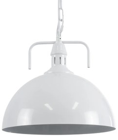 GloboStar® LARKIN 01174 Vintage Κρεμαστό Φωτιστικό Οροφής Μονόφωτο 1 x E27 Λευκό Μεταλλικό Καμπάνα Φ31 x Y30cm