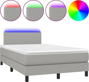 vidaXL Κρεβάτι Boxspring με Στρώμα &amp; LED Αν.Γκρι 120x190εκ. Υφασμάτινο