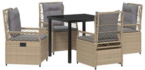 vidaXL Σέτ φαγητού για κήπο 5 pcs Μπεζ συνθετικό ρατάν