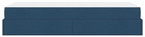 vidaXL Σκελετός κρεβατιού με στρώμα με στρώμα 2 pcs Μπλε ύφασμα