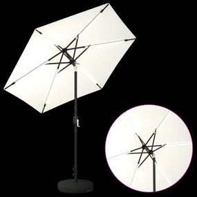 vidaXL Ομπρέλα Κήπου με LED Φώτα και Βάση 2,3 x 2,3 m Πολυεστέρας Κρεμ