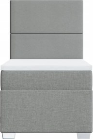 vidaXL Κρεβάτι Boxspring με Στρώμα Ανοιχτό Γκρι 100x200 εκ. Υφασμάτινο