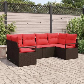 vidaXL Σετ Καναπέ με μαξιλάρι 6 pcs Καφέ Πολυ Ρατάν