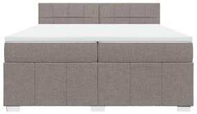 Κρεβάτι Boxspring με Στρώμα Taupe 200x200 εκ. Υφασμάτινο - Μπεζ-Γκρι