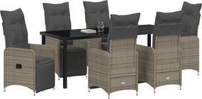 vidaXL Σέτ φαγητού για κήπο 7 pcs Μπεζ συνθετικό ρατάν