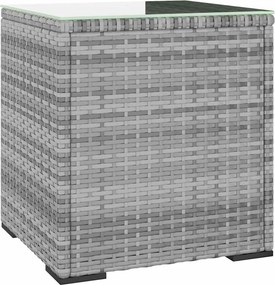 vidaXL Βοηθητικό Τραπεζάκι Γκρι 40x37x40,5εκ Συνθ Ρατάν/ Ψημένο Γυαλί