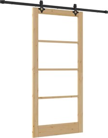 vidaXL Συρόμενη Πόρτα ORKDAL Φυσικό και Μαύρο 93 x 202 cm