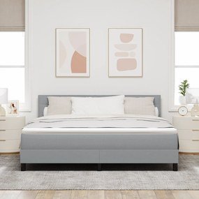 vidaXL Κρεβάτι Box Spring με Στρώμα & LED Ανοιχτό Γκρι 180x200 εκ Ύφασμα