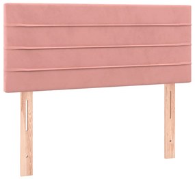 vidaXL Κρεβάτι Boxspring με Στρώμα &amp; LED Ροζ 120x200 εκ. Βελούδινο
