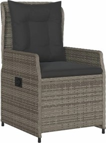 vidaXL Σετ Τραπεζαρίας Κήπου 3 τεμ. Γκρι Συνθ. Ρατάν με Μαξιλάρια