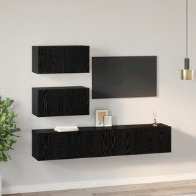 vidaXL Σέτ Ντουλάπας Τηλεόρασης 4 pcs Μαύρη Δρυς 80 x 30 x 30 εκ.