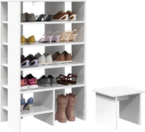 vidaXL Ντουλάπα Παπουτσιών με ράφι 2 pcs Λευκό Επεξεργασμένο ξύλο
