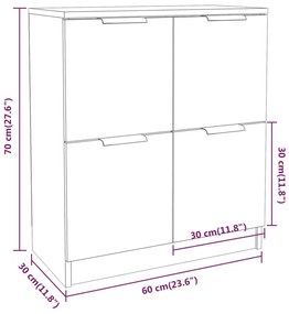 Ντουλάπια 2 τεμ. Μαύρα 60x30x70 εκ. Επεξεργασμένο Ξύλο - Μαύρο