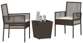 vidaXL Σετ Κήπου 3 Τεμαχίων  με Μαξιλάρια Καφέ Πολυ Ράταν