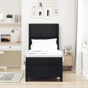 vidaXL κρεβάτι Box Spring  με στρώμα & LED Μαύρο 90x190 εκ Υφασμάτινο