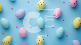 Intra Συλλεκτικό Ξύλινο Παζλ Plywood  4mm - Πολύχρωμα Πασχαλινά αυγά σε μπλε φόντο Σε Ξύλινο Κουτί - Διαστάσεις: 10x10 cm – 25 κομμάτια