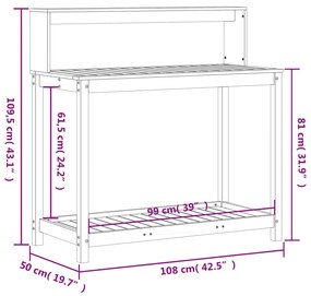 ΤΡΑΠΕΖΙ ΚΗΠΟΥΡΙΚΗΣ ΜΕ ΡΑΦΙΑ 108X50X109,5 ΕΚ. ΜΑΣΙΦ ΞΥΛΟ ΠΕΥΚΟΥ 832412