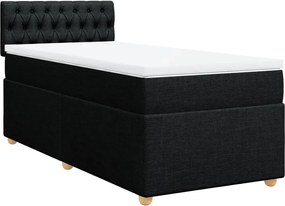 vidaXL Κρεβάτι Boxspring με Στρώμα Μαύρο 90x200 εκ. Υφασμάτινο