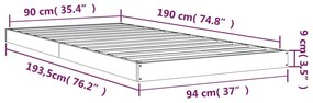 Πλαίσιο Κρεβατιού Λευκό 90x190 εκ. Μασίφ Ξύλο Πεύκου Single - Λευκό