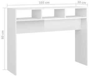 Τραπεζάκι Κονσόλα Γυαλιστερό Λευκό 105 x 30 x 80 εκ Επεξ. Ξύλο - Λευκό