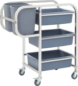 vidaXL Καρότσι Κουζίνας 82 x 43,5 x 93 εκ. με Πλαστικά Δοχεία