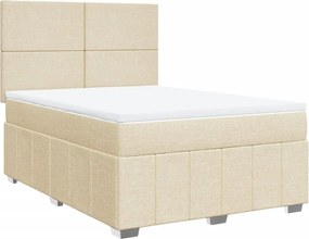 vidaXL Κρεβάτι Boxspring με Στρώμα Κρεμ 140x200 εκ. Υφασμάτινο
